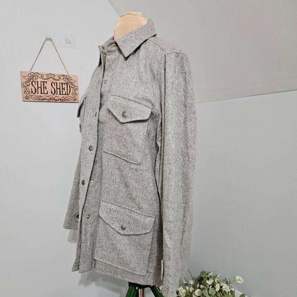 Lauren Ralph Lauren Shirt Jacket Gray Wool Blend Snap Closure Shacket Large - Picture 4 of 15